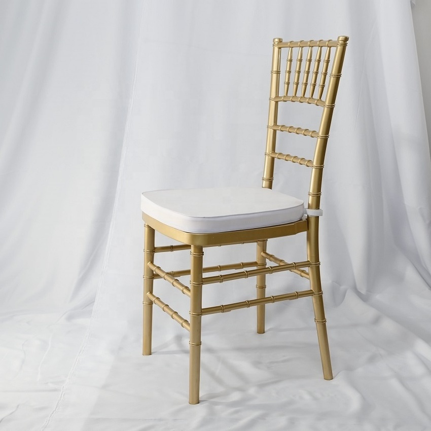 Wholesale Gold Plastic Monobloc Resin Stackable Wedding Banquet Tiffany Chiavari Chairs