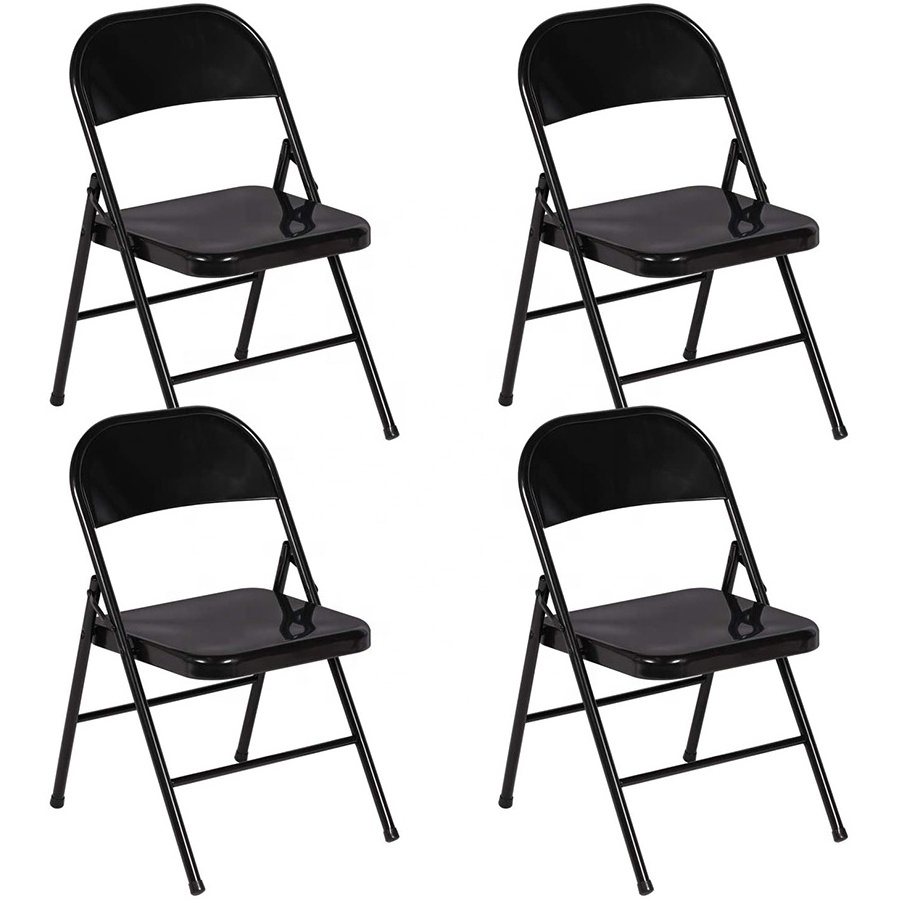 Wholesale cheap outdoor stackable black steel all metal folding garden chair for events