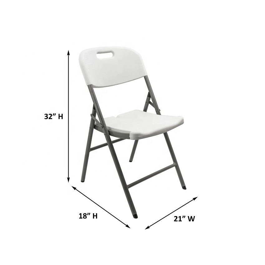 Heavy Duty 650 lbs Weight Capacity Stackable Foldable Portable Meeting Party Rental HDPE White Plastic Folding Chairs For Events