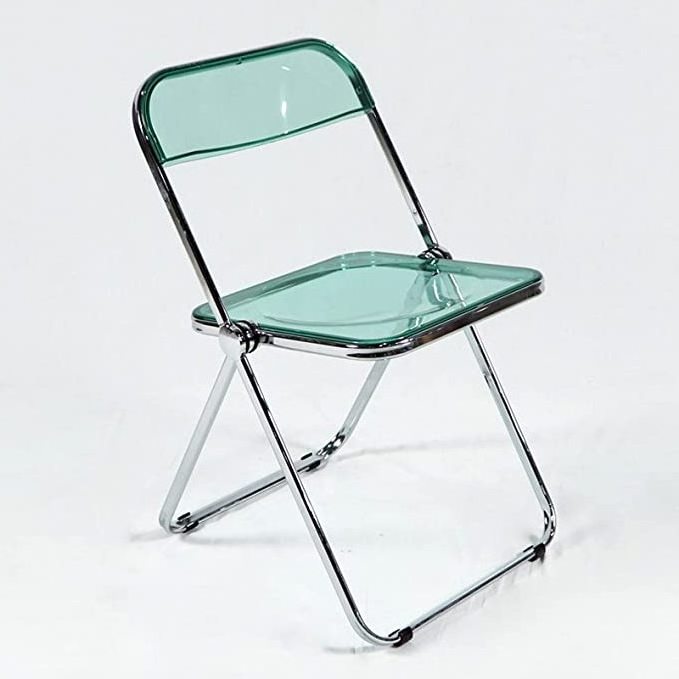 Transparent Design Stainless Steel Metal Leg Living Room Dining Gold Green Clear Plastic Folding Acrylic Chair