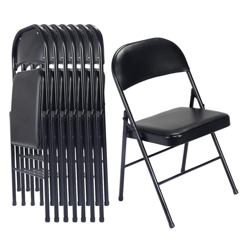 Cheap Foldable Garden Party Meeting Wedding Events Soft PU Padded Seats Black Metal Folding Chairs