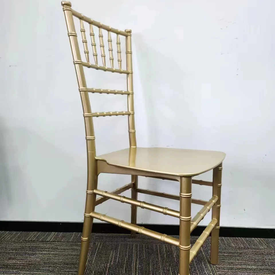 Stackable monobloc party wedding banquet gold resin chavari chair for events