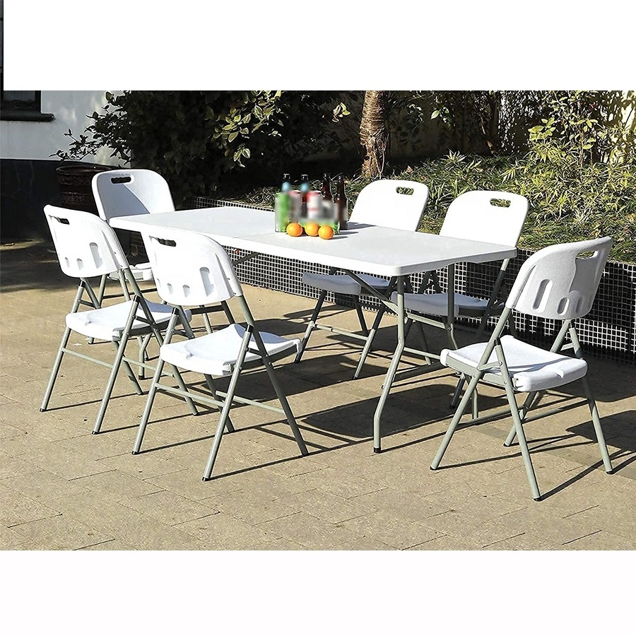 Modern Outdoor 6 ft Portable Rectangular Folding Plastic Chairs and Tables Sets for Events