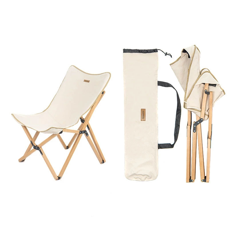 Custom Logo Portable Outdoor Durable Canvas Foldable Wooden Beach Chair  For Heavy People