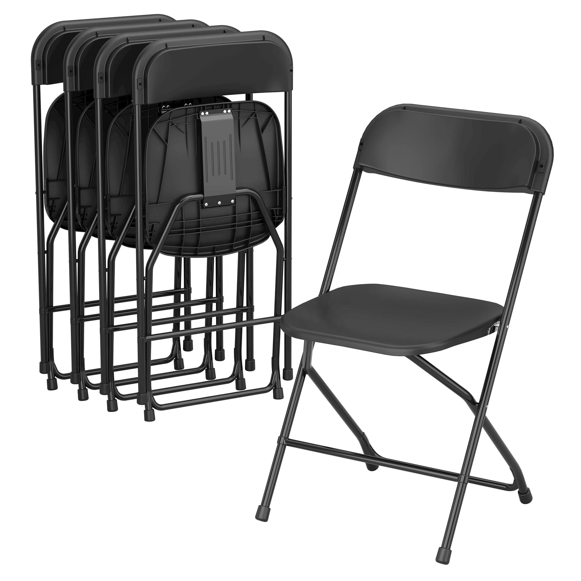 Stackable Outdoor Patio Garden Wedding Party Seat Black Plastic Folding Chairs for Events