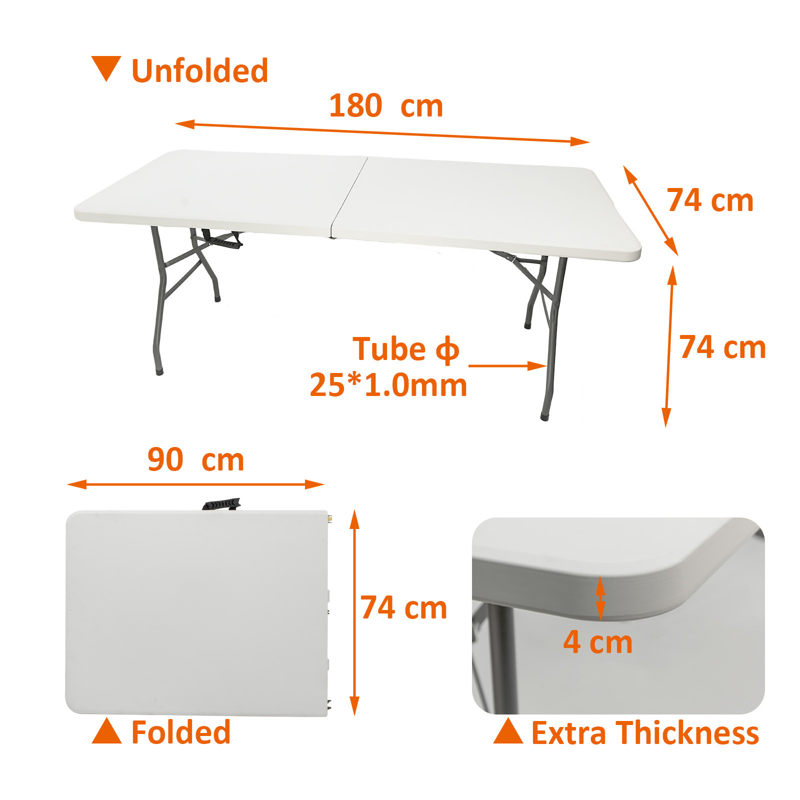 10 Seater 6ft Long Outdoor Dining Rectangular HDPE Plastic Folding Party Chairs And Table Set For Event