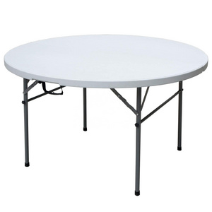 72inch 6ft White Portable HDPE Blow Molding Circle Dining Wedding Banquet Folding Plastic Round Tables For Events Party