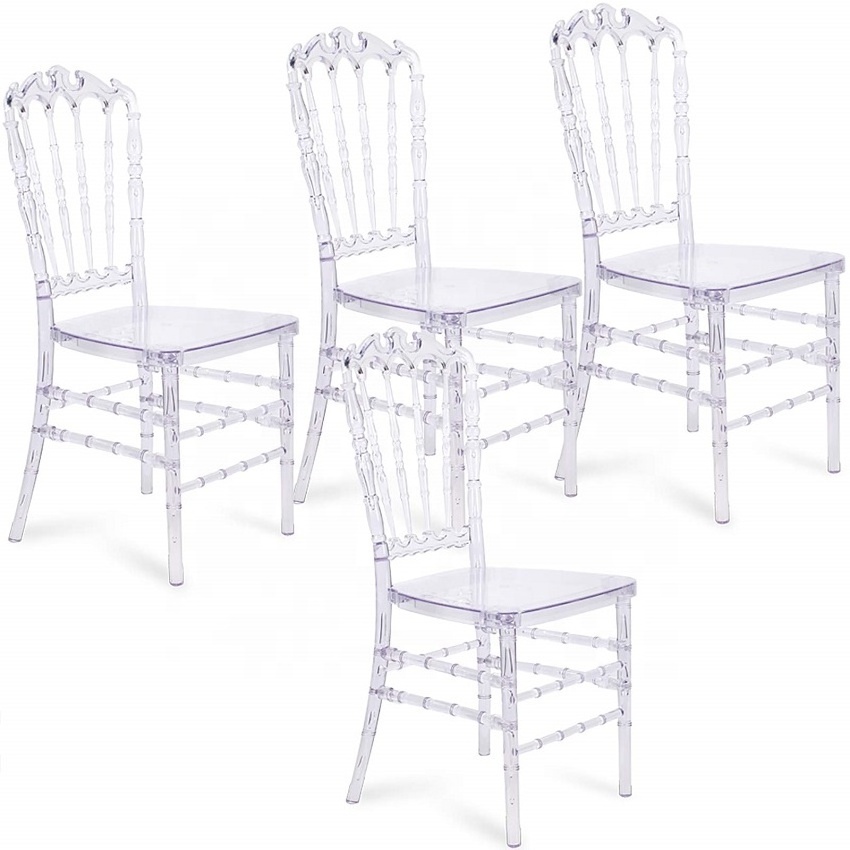 Popular Transparent Tiffany Clear Crystal Acrylic Crown Chiavari Chair for Events Wedding Party