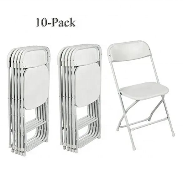 Cheap Outdoor 600 lbs Weight Capacity Garden Party Stackable Resin Seat Aluminum Steel Plastic White Folding Chair for Events