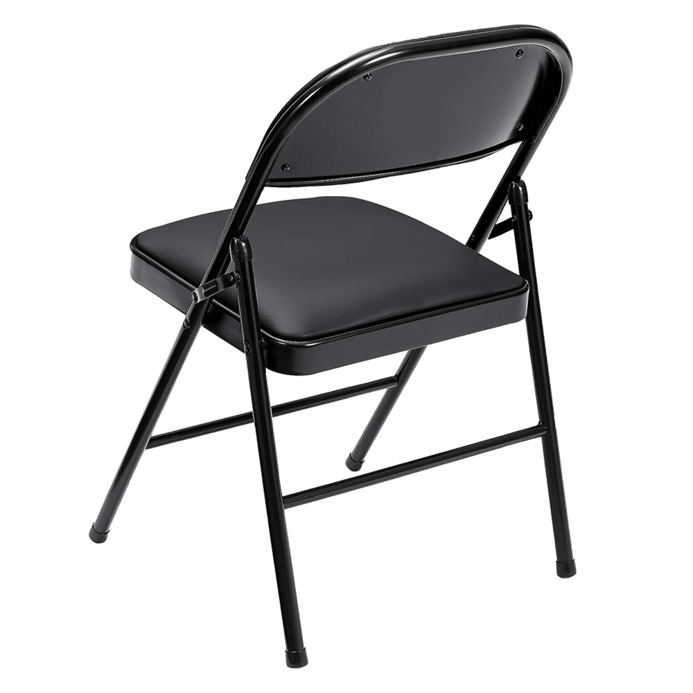 Wholesale Soft PU Padded Seats Black Metal Steel Folding Chairs for Events