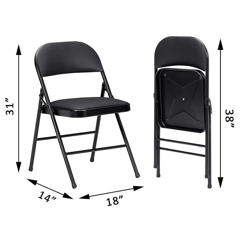 Wholesale Soft PU Padded Seats Black Metal Steel Folding Chairs for Events