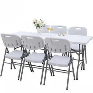 Wholesale Prices Outdoor Rental 6ft Portable Dining HDPE Plastic Folding Long Party Tables And Chairs For Events