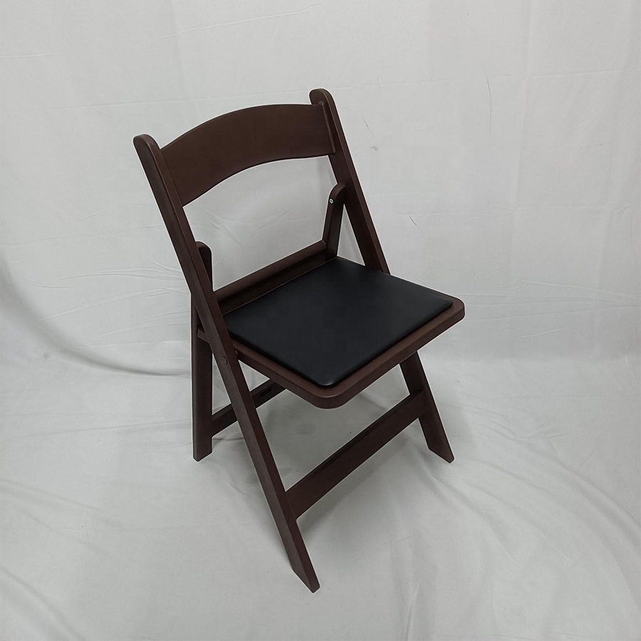 800 lbs Capacity Portable Ivory Padded Brown Resin Folding Chairs for Events Party