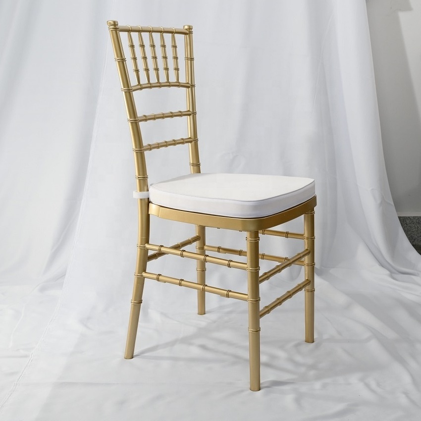 Wholesale Gold Plastic Monobloc Resin Stackable Wedding Banquet Tiffany Chiavari Chairs