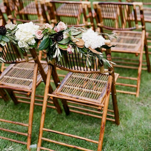 Wholesale Eco Friendly Wedding Dining Natural Wooden Bamboo Folding Chair for Events