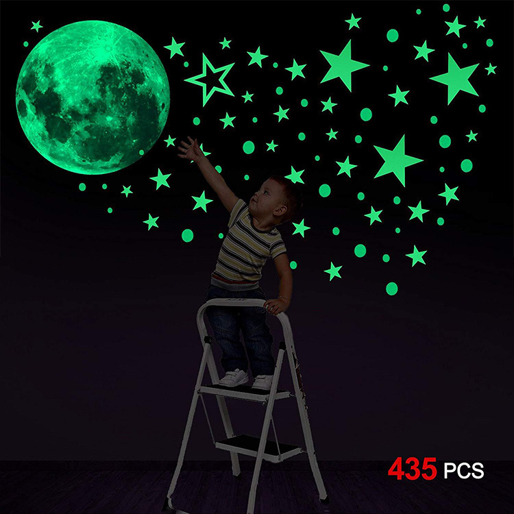 Glow in the Dark Star and Moon Room Wall Stickers and Planets for Ceiling