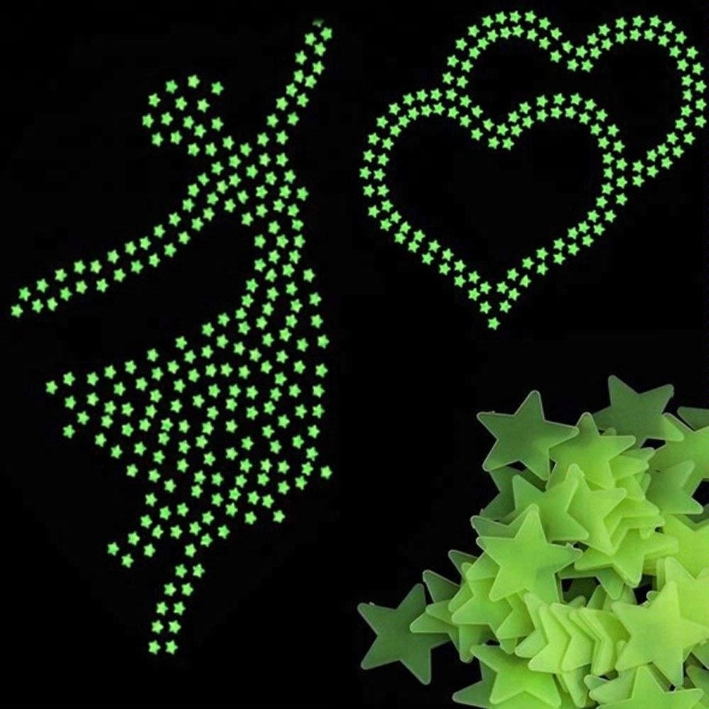 Vinyl Green Stars Shape Luminous Plastic Decorative Glow in Dark Stars Decor Decoration Wall Stickers