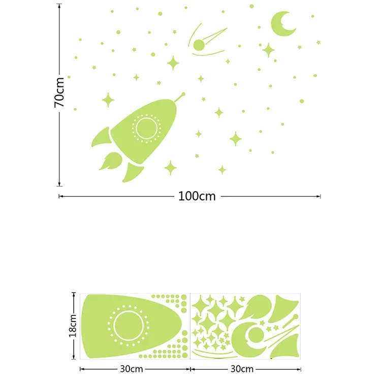 Green Home Decorated Ceiling 3d Stars Stickers Glow In The Dark Wall Sheet