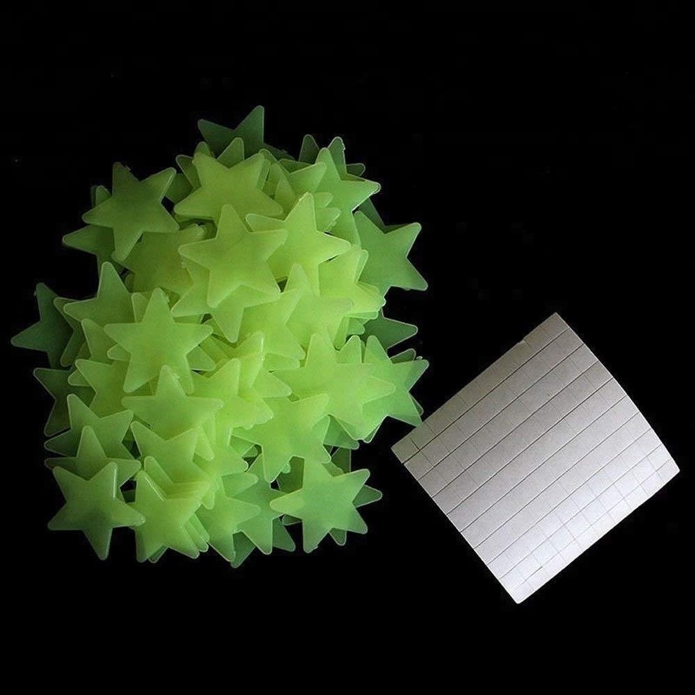 Vinyl Green Stars Shape Luminous Plastic Decorative Glow in Dark Stars Decor Decoration Wall Stickers