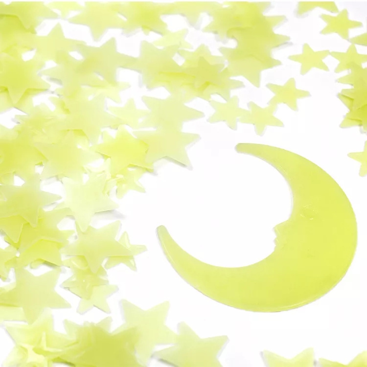 Eco Friendly 3d Stars Glow In The Dark Florcent Luminous Sticker Glow Star Light Sticker