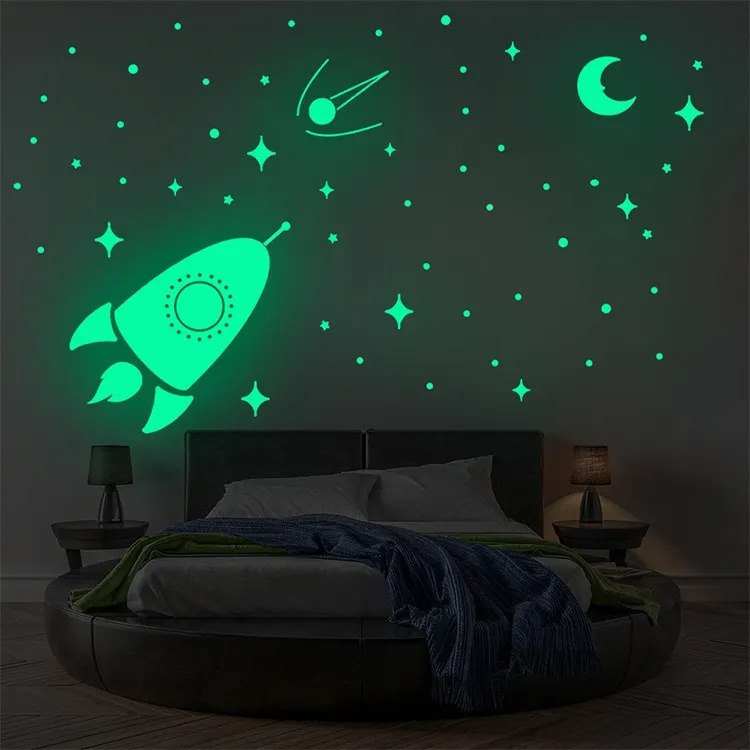 Green Home Decorated Ceiling 3d Stars Stickers Glow In The Dark Wall Sheet