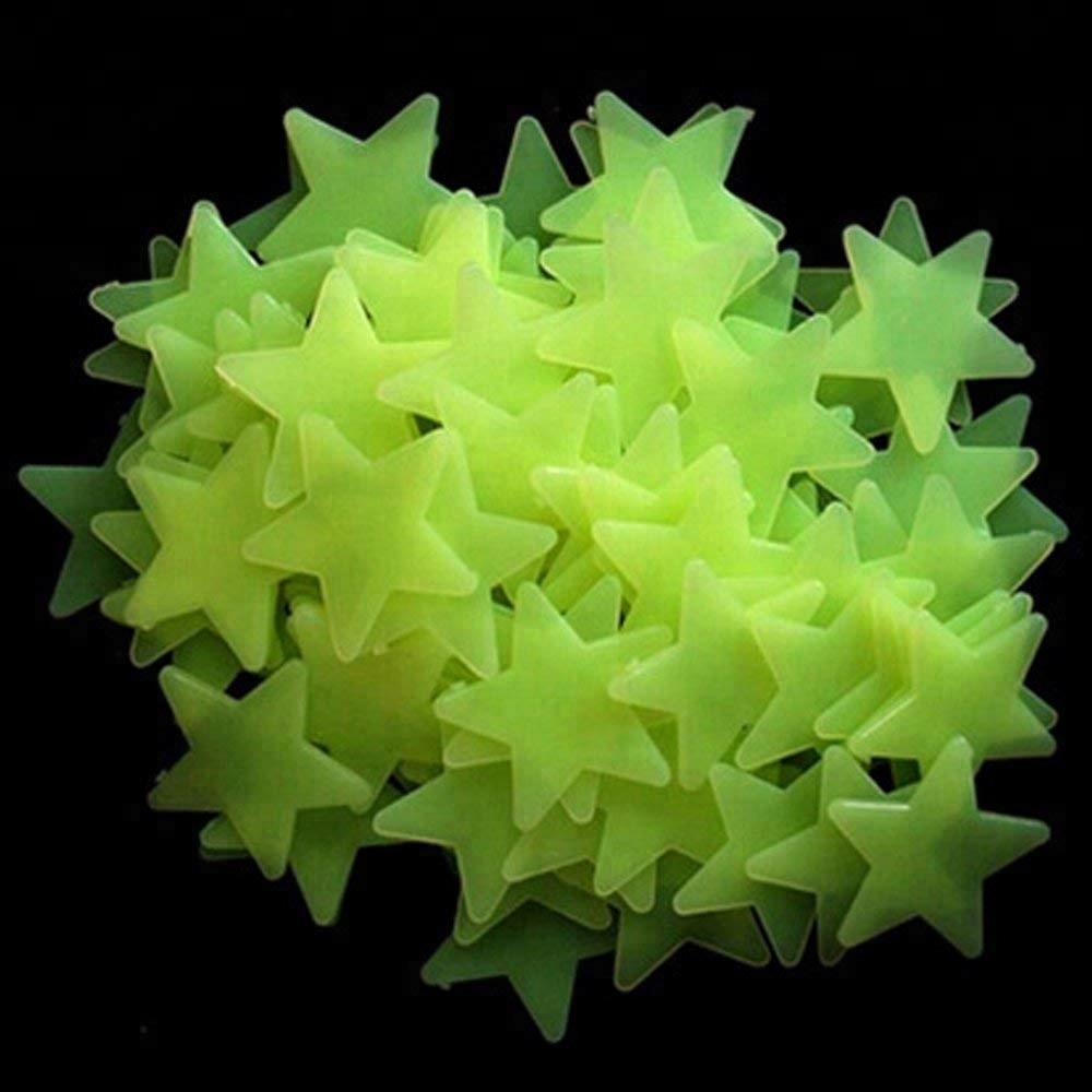 Vinyl Green Stars Shape Luminous Plastic Decorative Glow in Dark Stars Decor Decoration Wall Stickers