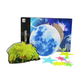 Custom Pvc Wall Stickers Night Glow in Dark Stars and Moon Wall Decoration Modern 3D Sticker for Kids Room