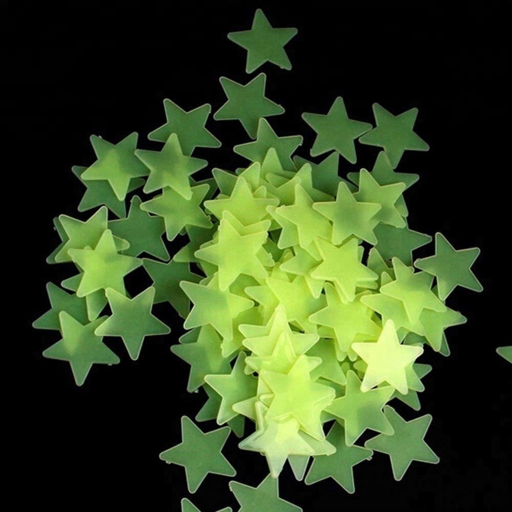 Vinyl Green Stars Shape Luminous Plastic Decorative Glow in Dark Stars Decor Decoration Wall Stickers