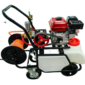 Portable 50L manual four-wheel vehicle gasoline engine powered spray tank sprayers agriculture power sprayer