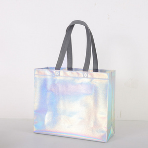 Fashion Cool Promotion Custom Laser Iridescent Non Oven Carry Bag Shopping Tote Bag PP Laminated Non Woven Bag