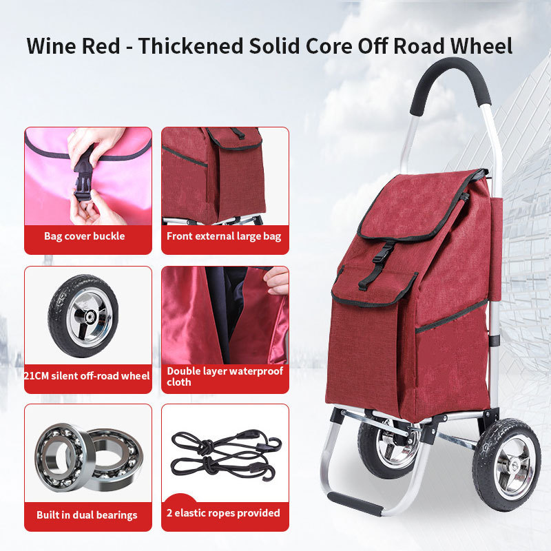 Gray Red Black Custom Logo Aluminium Alloy Shopping Trolley 6-Wheel Folding Shopping Cart