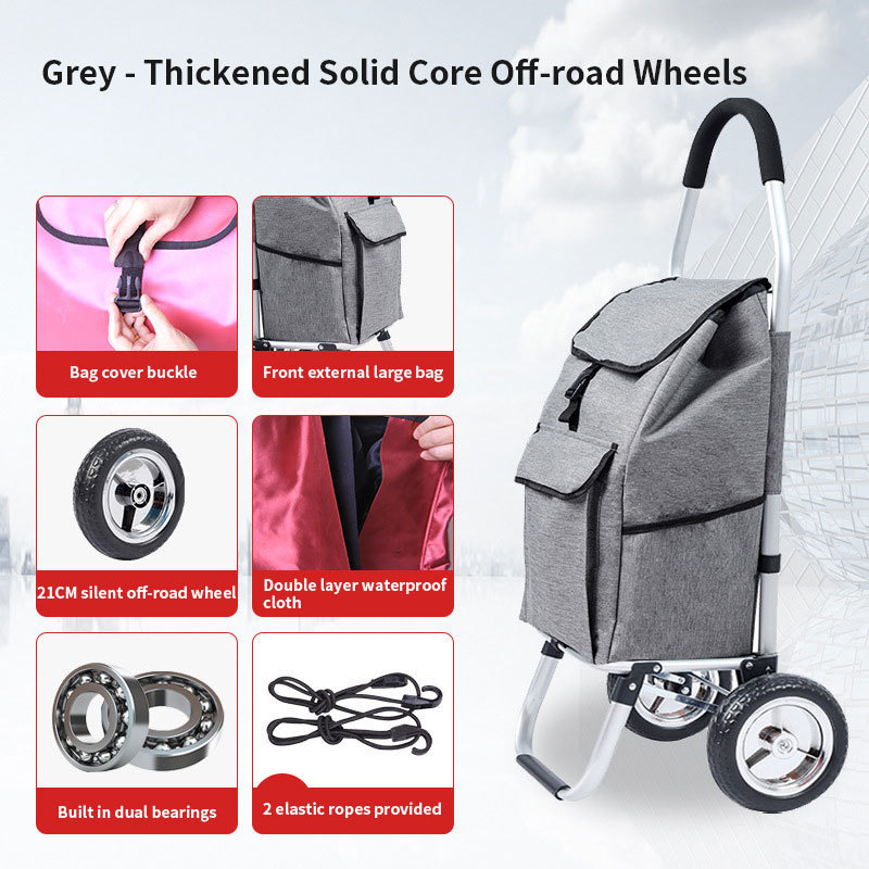 Gray Red Black Custom Logo Aluminium Alloy Shopping Trolley 6-Wheel Folding Shopping Cart