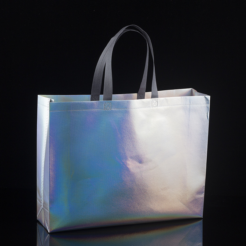 Fashion Cool Promotion Custom Laser Iridescent Non Oven Carry Bag Shopping Tote Bag PP Laminated Non Woven Bag