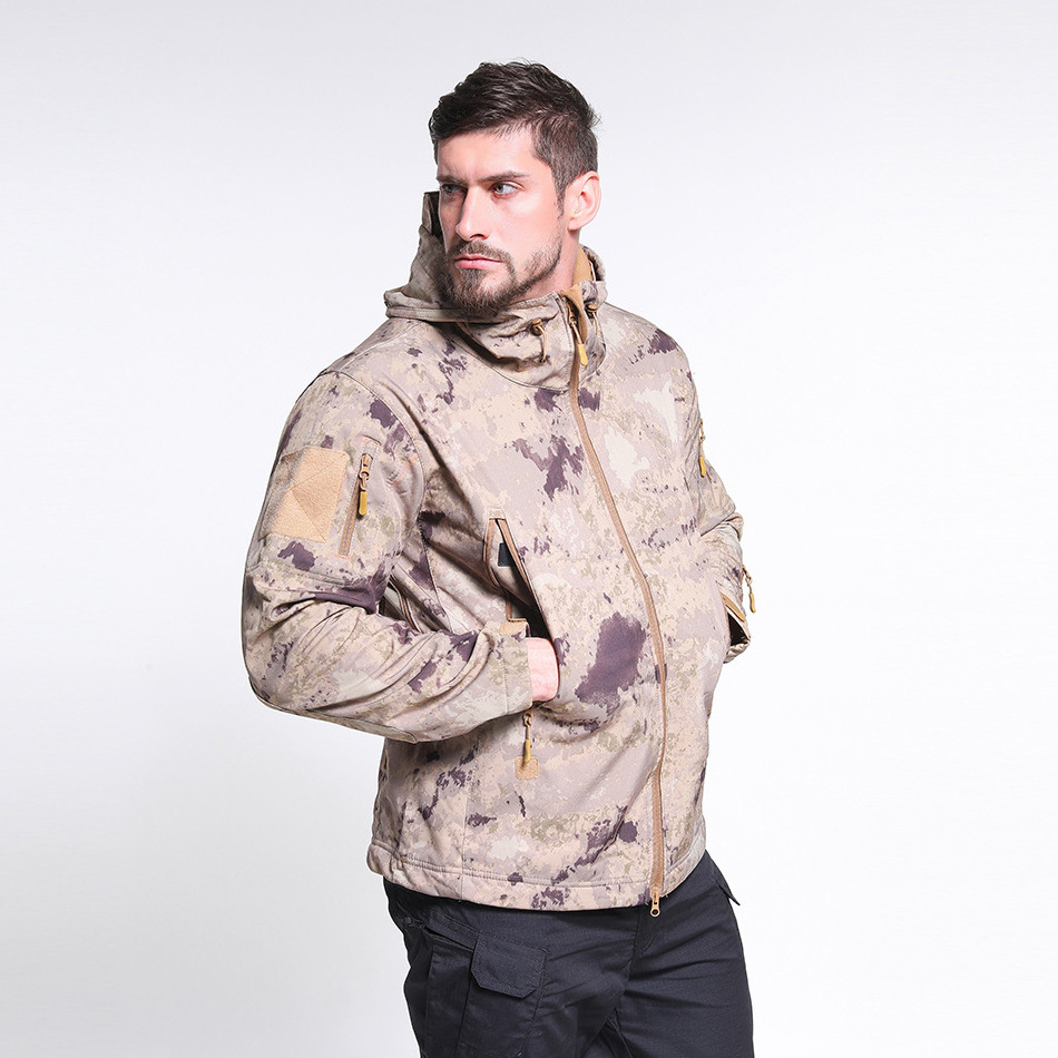 Outdoor Tactical Sports Jacket TAD Shark Skin Soft Shell Jacket Warm Fleece Camouflage Suit