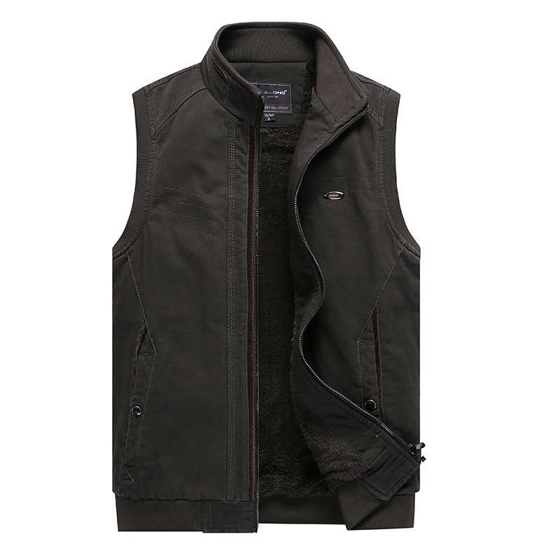 Wholesale winter warm thicker cotton fleece breathable mid weight work vest for men