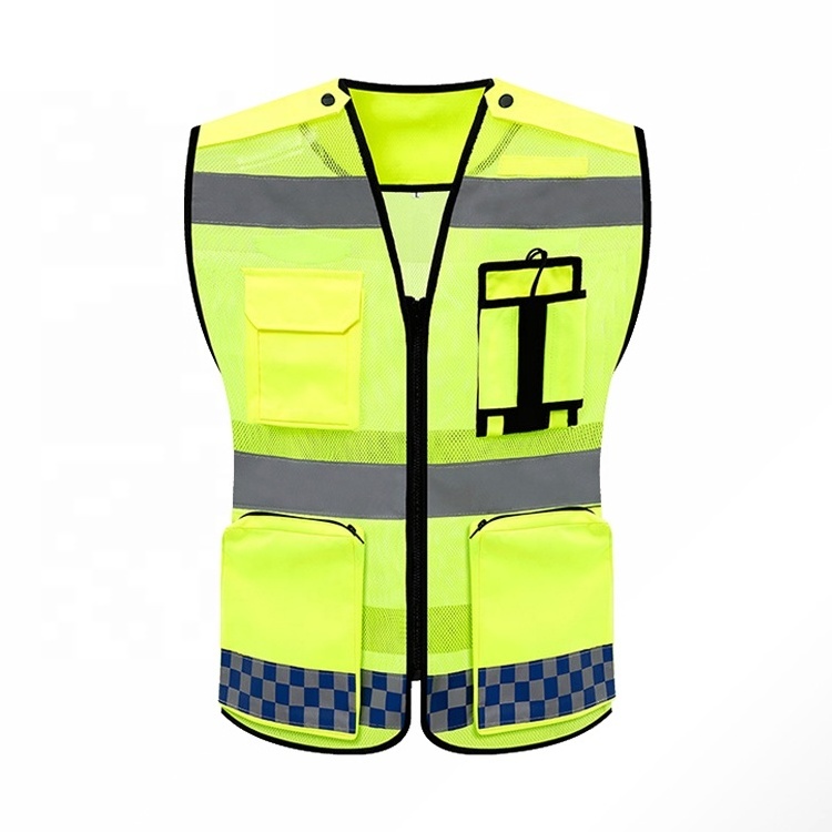 Hot sale traffic warning running Custom Printing multiple pockets reflective safety vest