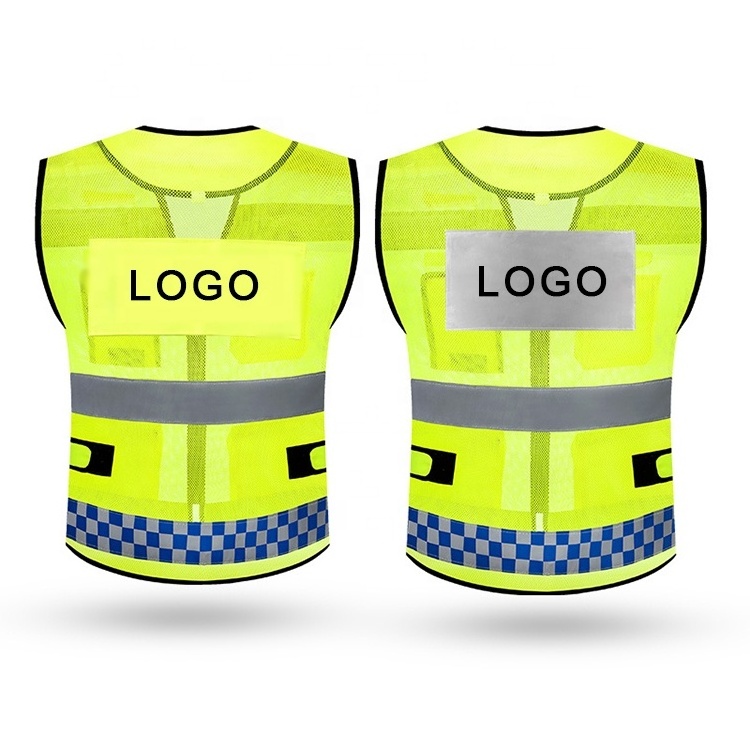 Hot sale traffic warning running Custom Printing multiple pockets reflective safety vest