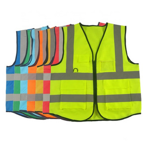 Customized mesh Reflective night architectural lettering Zipper multi-pockets reflective safety vest