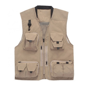 Outdoor khaki multi function mesh line promotion vest fishing black work vest