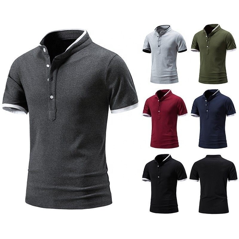 basic stand collar Summer short sleeve men's five point sleeve sublimation custom polo t shirts