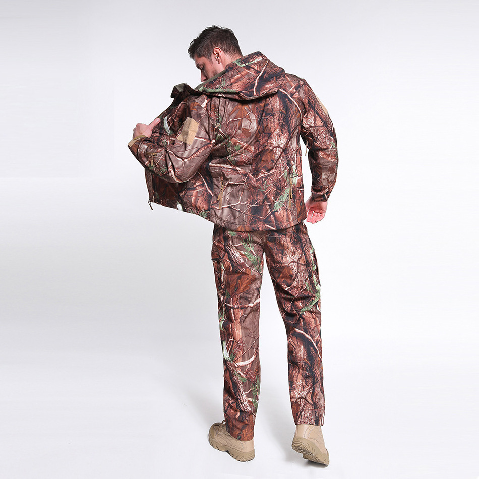 Outdoor Tactical Sports Jacket TAD Shark Skin Soft Shell Jacket Warm Fleece Camouflage Suit