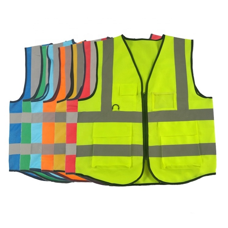 Wholesale custom logo  work safety vest with pockets