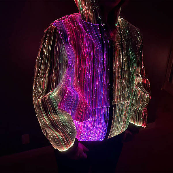 LULUSEN Flashing Rave Glow In The Dark Led Jacket Party Wear Luminous Led Light Jacket Festival Light Up Fiber Optic Jacket