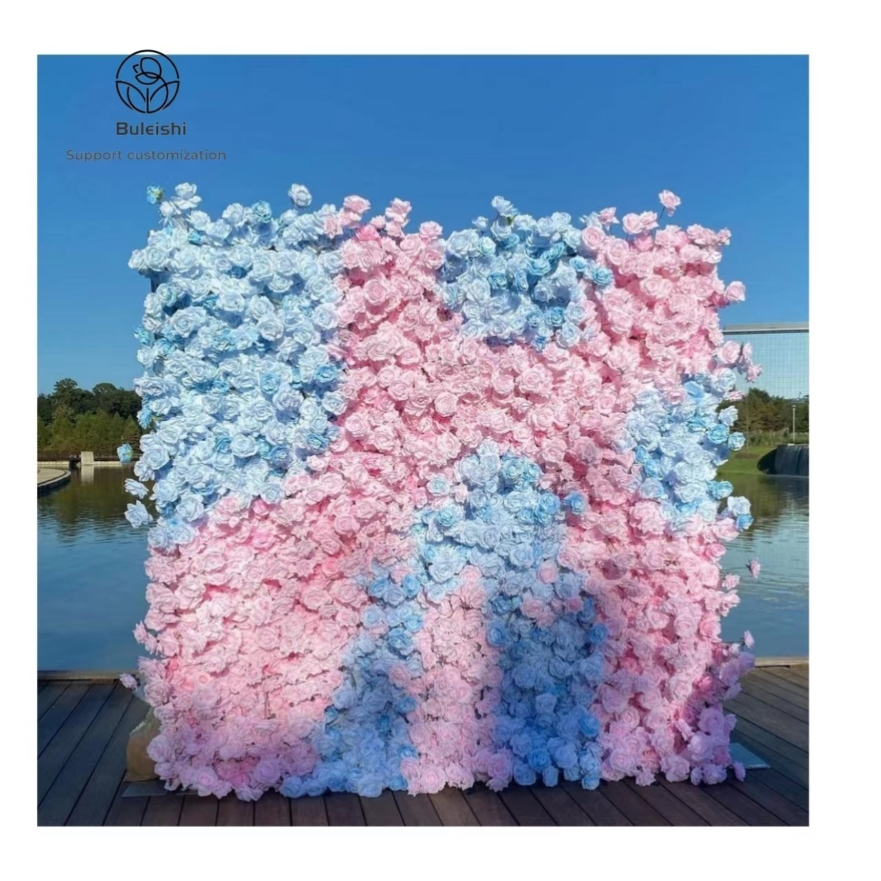 artificial pink hydrangea rose wall silk flower wall backdrop wedding artificial wall for decoration panel