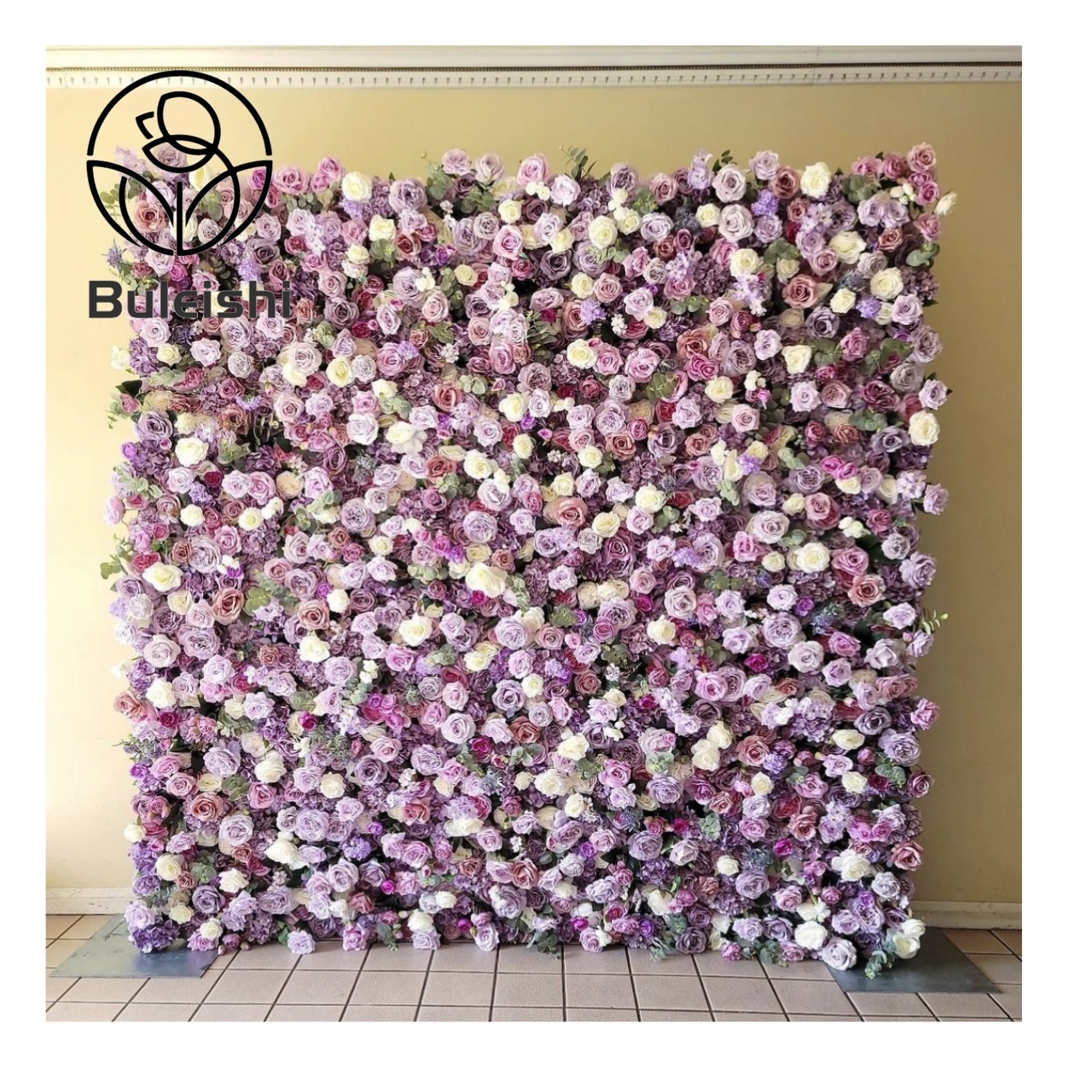 Flower wall 8ft*8ft on fabric silk artificial pink purple white 3D wedding decoration Flower wall