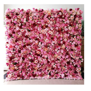 White pink rose wedding panel artificial backdrop flower wall