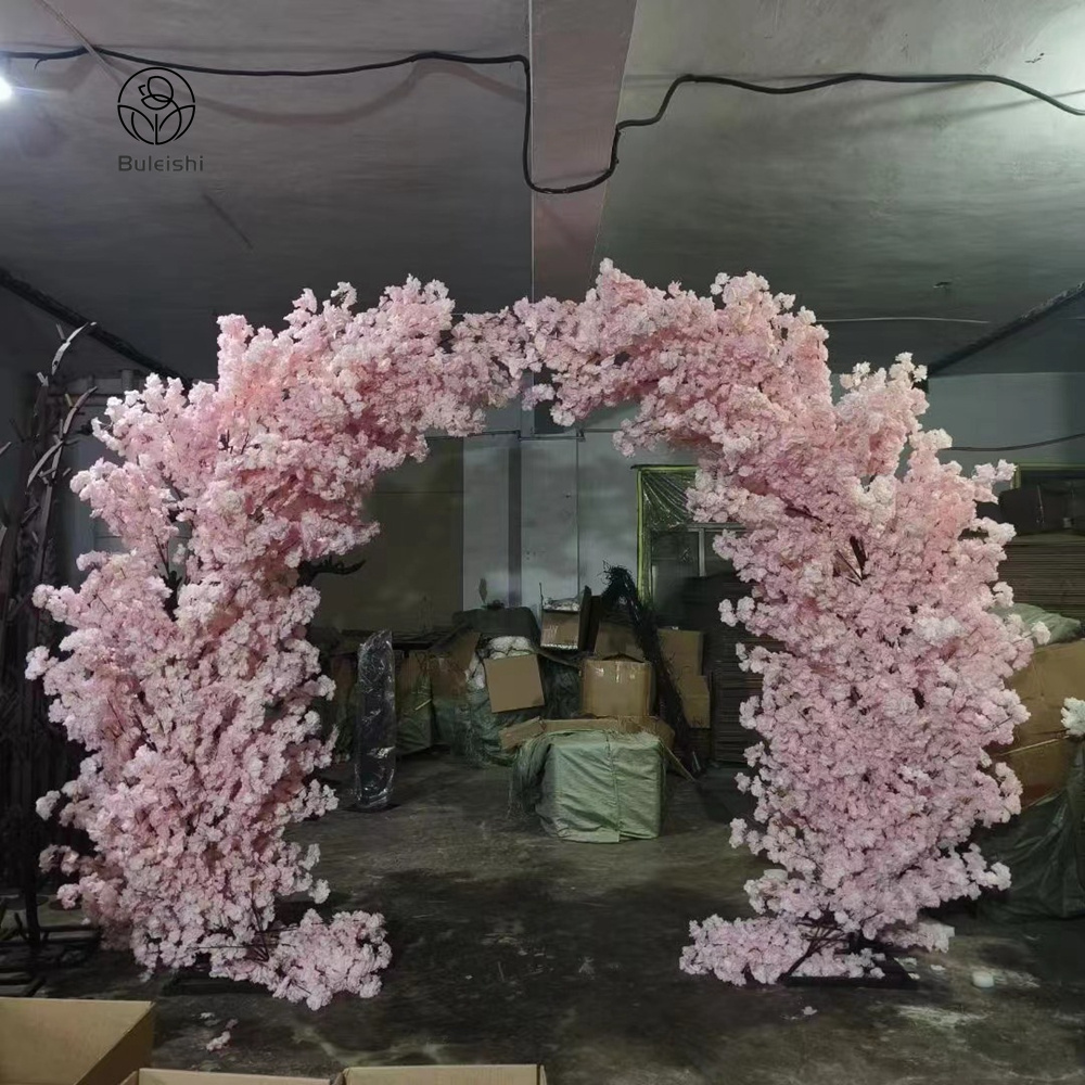 Pink Flower Tree Light Pink Peachy Moon Shape Cherry Blossom Arch Tree Wedding Gender Reveal