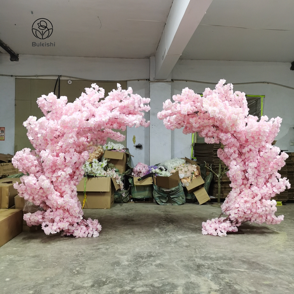 Purple Artificial Plants Cherry Blossoms Tree Faux Flower Arch Backdrop Decor Wedding Decoration