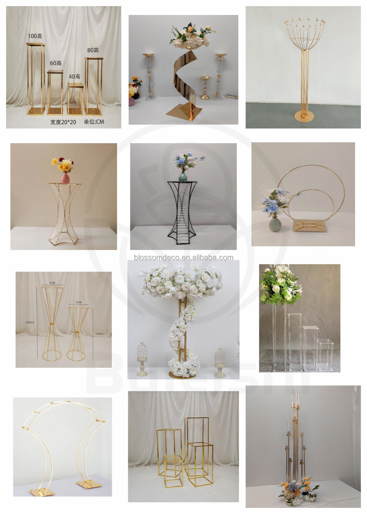 Wedding decoration gold flower stand Silver Black wedding centerpieces rose gold centerpieces gold pillar backdrop stand