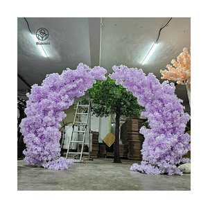 Purple Artificial Plants Cherry Blossoms Tree Faux Flower Arch Backdrop Decor Wedding Decoration